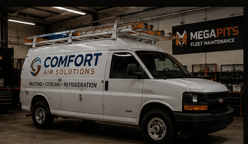 Comfort Air Solutions van serviced in the MegaPits bay